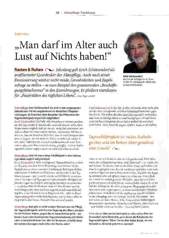 Vorschauseite 1: Man darf im Alter auch Lust auf Nichts haben!