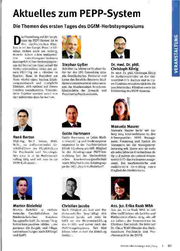 Vorschauseite 1: Aktuelles zum PEPP-System Die Themen des ersten Tages des DGfM-Herbstsymposiums
