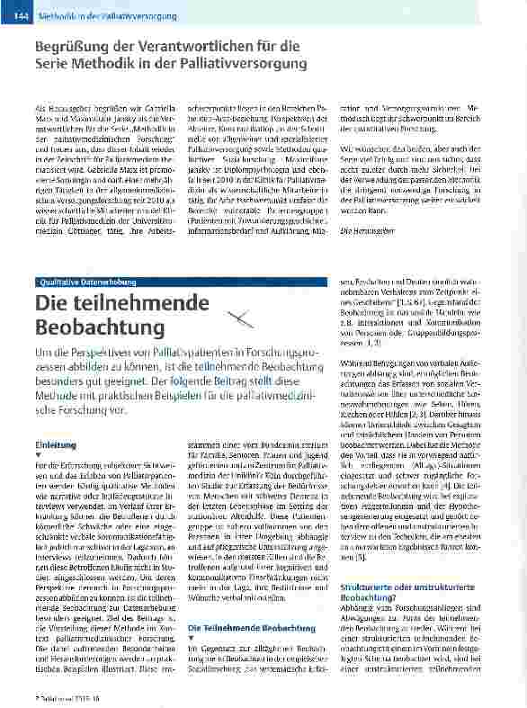 Vorschauseite 1: Die teilnehmende Beobachtung