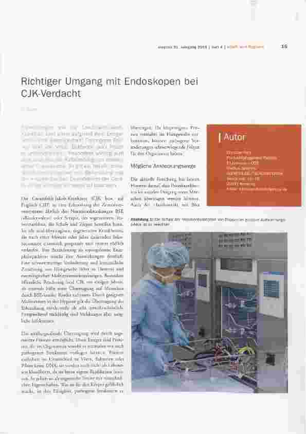 Vorschauseite 1: Richtiger Umgang mit Endoskopen bei CJK-Verdacht