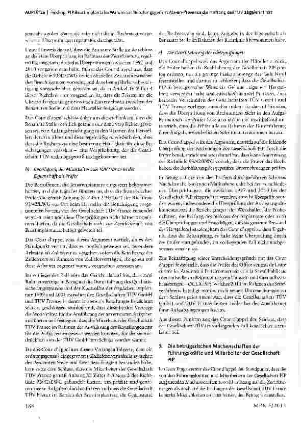 Vorschauseite 3: PIP Brustimplantate: Warum das Berufungsgericht Aix-en-Provence die Haftung des TÜV abgelehnt hat