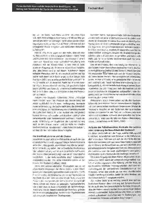 Vorschauseite 2: Die existentielle Krise und die Versuche ihrer Bewältigung - ein Beitrag zum Verständnis der Psyche des schwerkranken Menschen