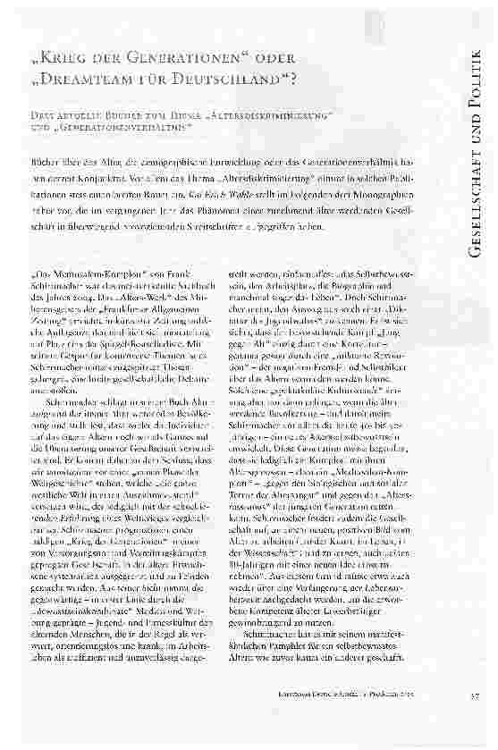 Vorschauseite 1: ,KRIEG DER GENERATIONEN ODER .DREAMTEAM FÜR DEUTSCHLAND?