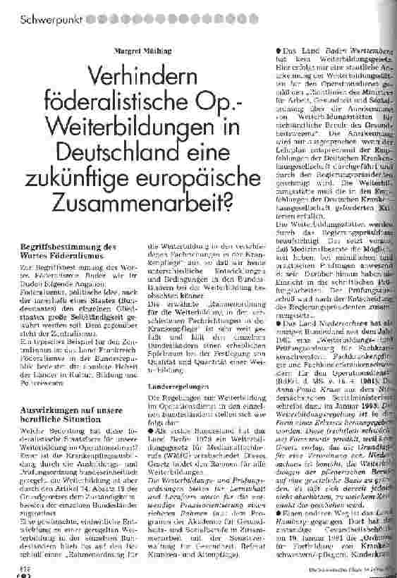 Vorschauseite 1: Verhindern föderalistische OP-Weiterbildungen in Deutschland eine zukünftige europäische Zusammenarbeit?