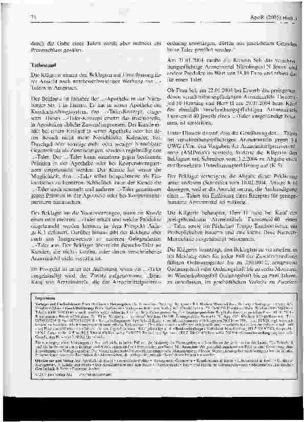 Vorschauseite 2: Zur Abgabe von Talern bei preisgebundenen Arzneimitteln