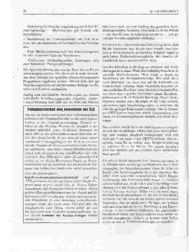 Vorschauseite 2: Qualitätsversicherung: Leitbild für das Gesundheitssystem - Wahlfreiheit und Wettbewerb in einem zukunftsfähigen Gesundheitssystem
