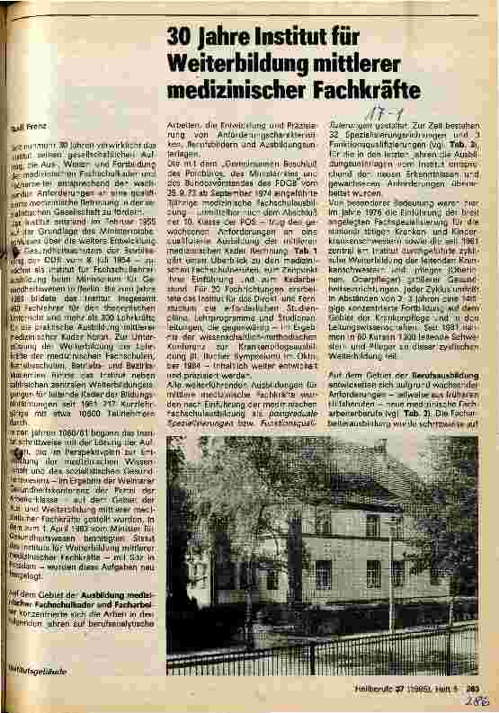 Vorschauseite 1: 30 Jahre Institut für Weiterbildung mittlerer medizinischer Fachkräfte