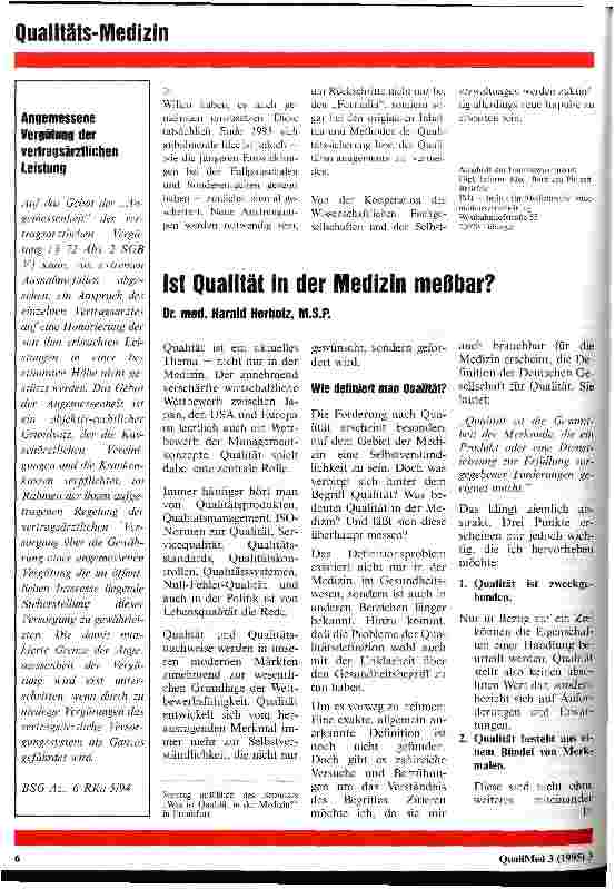 Vorschauseite 4: Läßt die Qualitätssicherung in der Medizin zu wünschen übrig? Interview mit einer Mitarbeiterin des Instituts für Medizinische Informationsverarbeitung