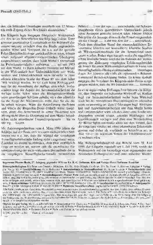 Vorschauseite 3: Kein neuer Bioverfügbarkeitsnachweis bei Zulassungsverlängerung - Zulassungsverlängerung keine Wiederholung des ZulassungsverfahrensRestriktive Auslegung der §§ 31 Abs. 3, 30 Abs.…