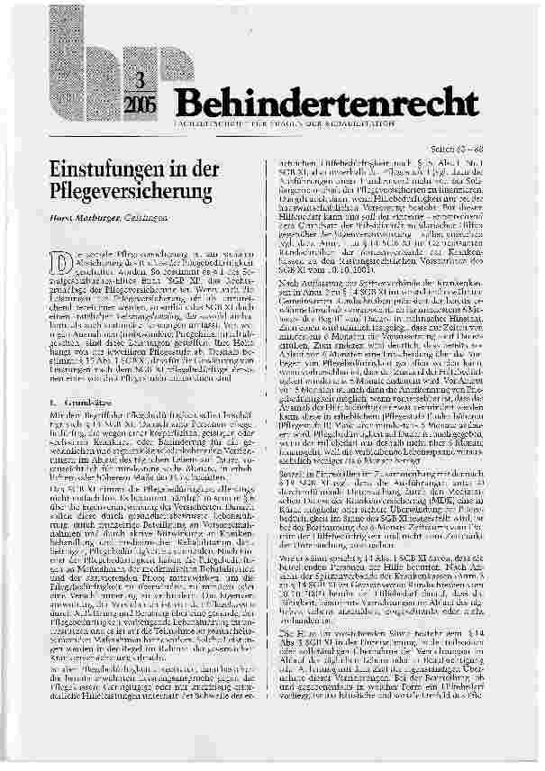 Vorschauseite 1: Einstufungen in der Pflegeversicherung