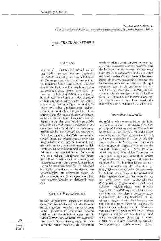 Vorschauseite 1: FAST-TRACK-ANÄSTHESIE