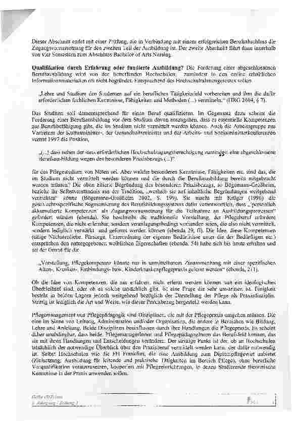 Vorschauseite 4: Die Grundständigkeit des Pflegestudiums Berufsausbildung als Hochschulzugangsvorraussetzung?