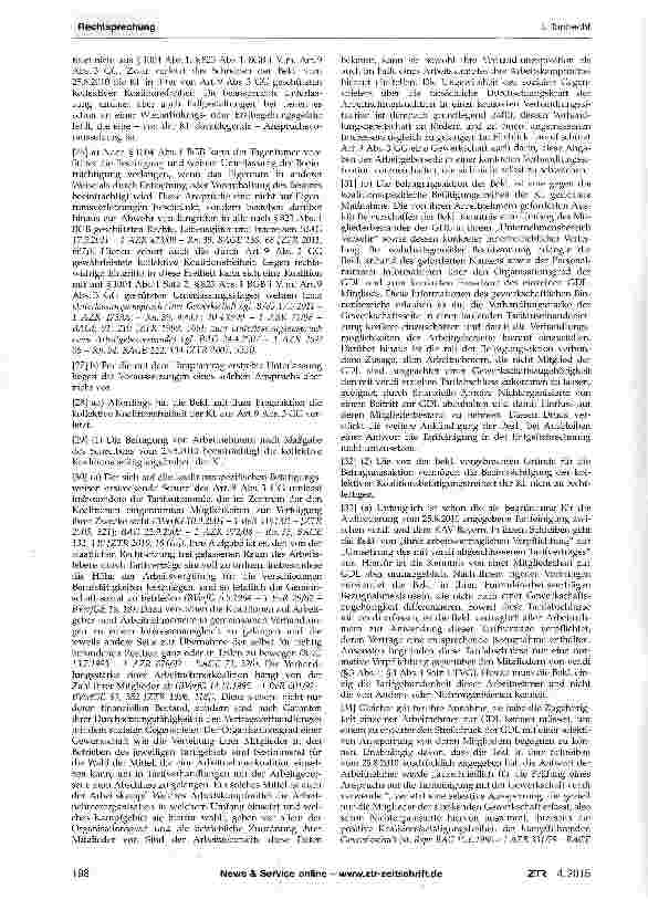 Vorschauseite 2: Frage des Arbeitgebers nach der Zugehörigkeit zu einer bestimmten Gewerkschaft -Unterlassungsanspruch der Gewerkschaft