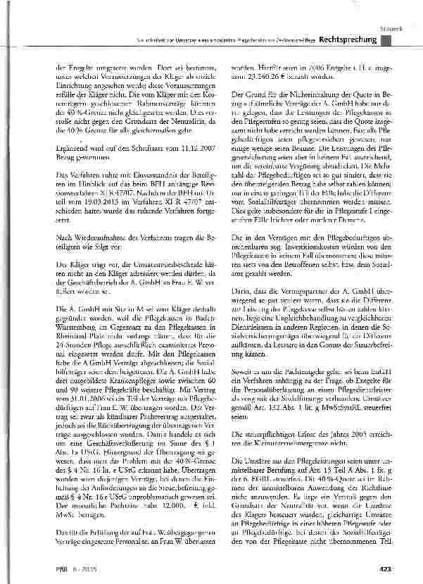 Vorschauseite 5: Steuerfreiheit von Umsätzen eines ambulanten Pflegedienstes aus 24-Stunden-Pflege