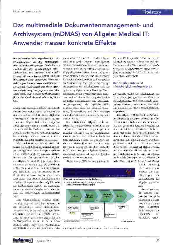 Vorschauseite 1: Das multimediale Dokumentenmanagementund Archivsystem (mDMAS) von Allgeier Medical IT: Anwender messen konkrete Effekte