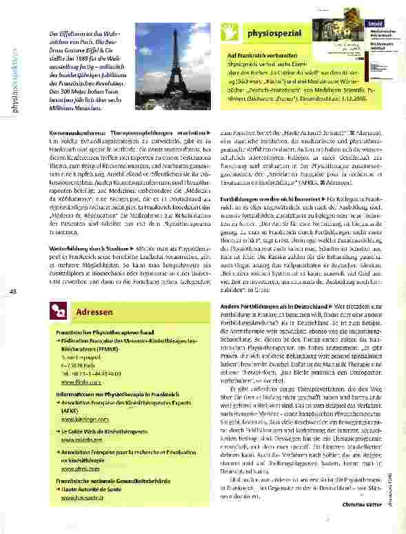 Vorschauseite 3: Physiotherapie in Frankreich Kinesitherapie - ein sicherer Job