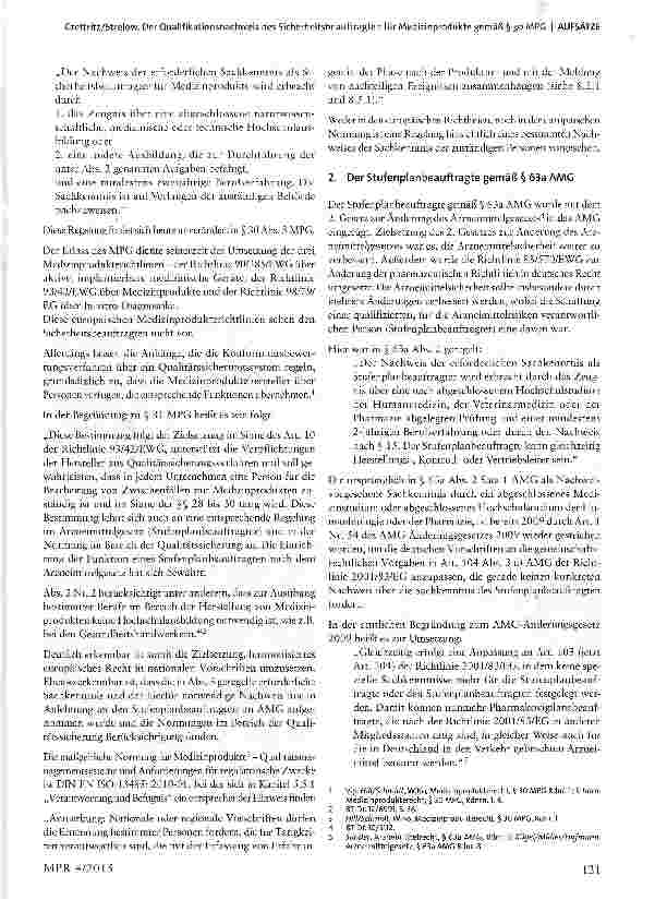 Vorschauseite 2: Der Qualifikationsnachweis des Sicherheitsbeauftragten für Medizinprodukte gemäß § 30 MPG
