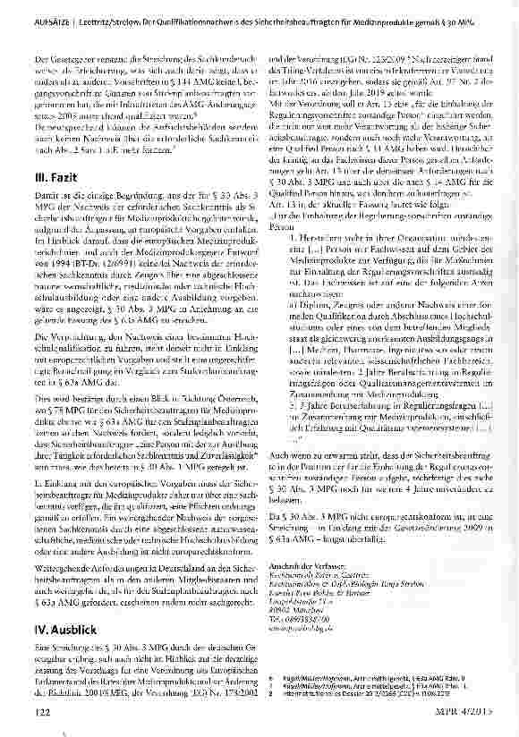Vorschauseite 3: Der Qualifikationsnachweis des Sicherheitsbeauftragten für Medizinprodukte gemäß § 30 MPG