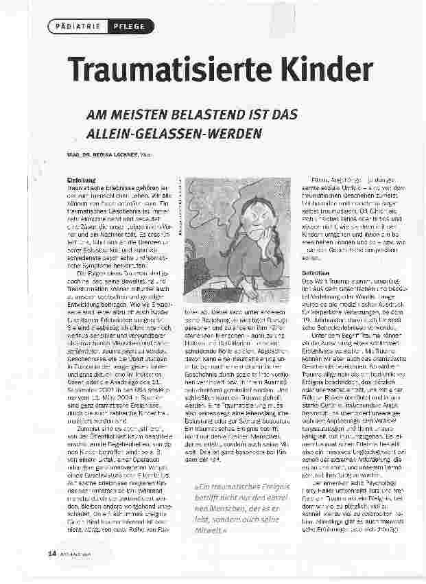 Vorschauseite 1: Traumatisierte KinderAM MEISTEN BELASTEND IST DAS ALLEIN-GELASSEN-WERDEN