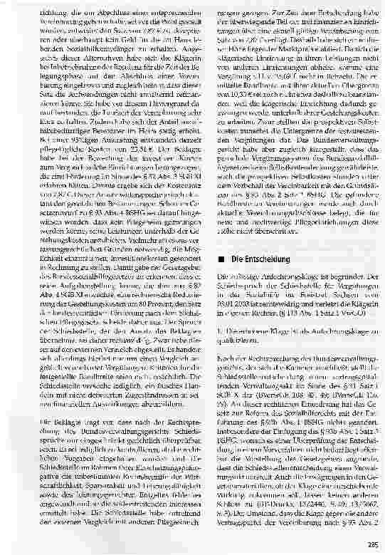 Vorschauseite 3: Schiedsstellenentscheidung über den Investitionsbetrag von Pflegeheimen
