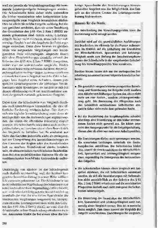 Vorschauseite 6: Schiedsstellenentscheidung über den Investitionsbetrag von Pflegeheimen