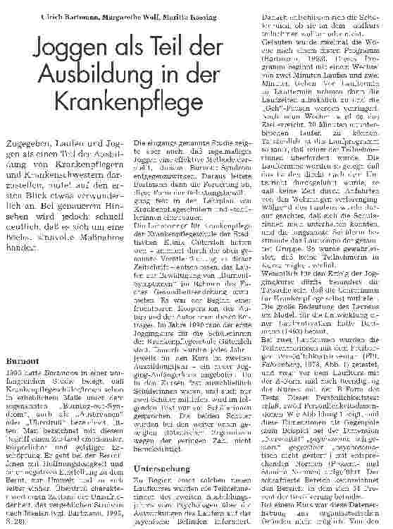 Vorschauseite 1: Joggen als Teil der Ausbildung in der Krankenpflege