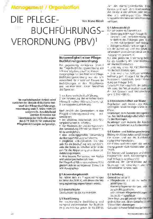 Vorschauseite 1: Die Pflege-Buchführungs-Verordnung