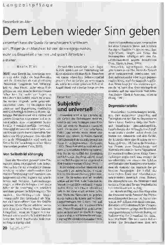 Vorschauseite 1: Dem Leben wieder Sinn geben