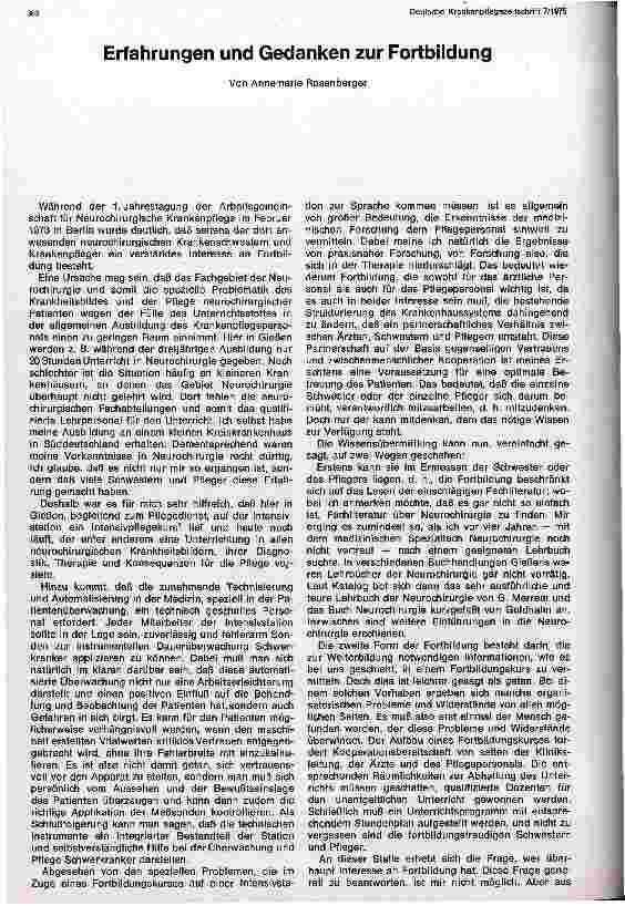 Vorschauseite 1: Erfahrungen und Gedanken zur Fortbildung