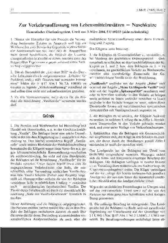 Vorschauseite 1: Zur Verkehrsauffassung von Lebensmittelzusätzen - Naschkatze