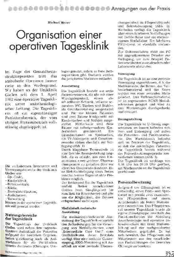 Vorschauseite 1: Organisation einer operativen Tagesklinik