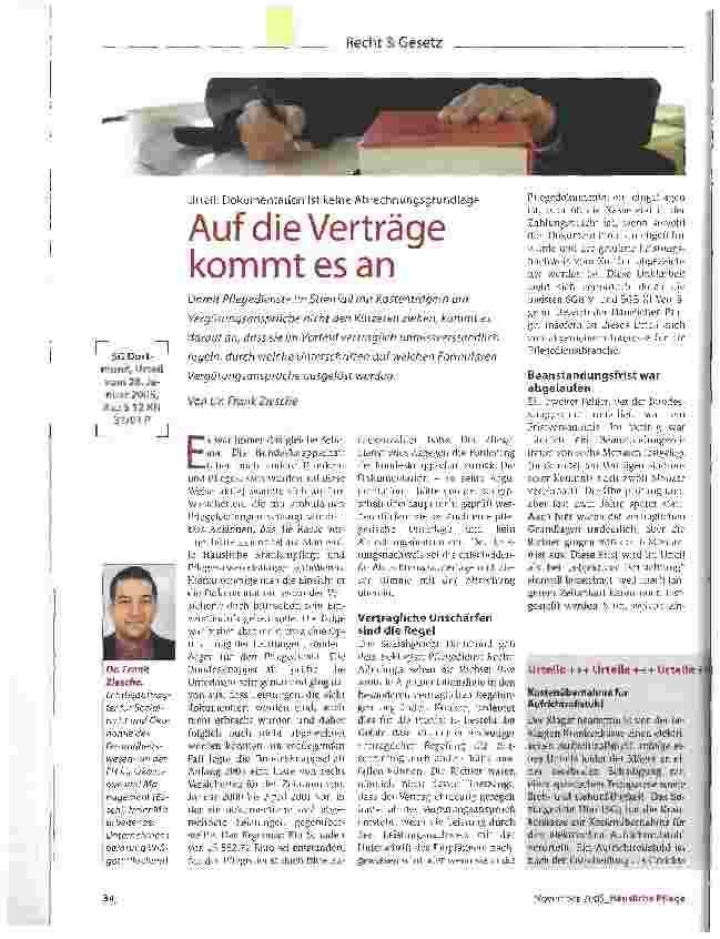 Vorschauseite 1: Auf die Verträge kommt es anUrteil: Dokumentation ist keine Abrechnungsgrundlage