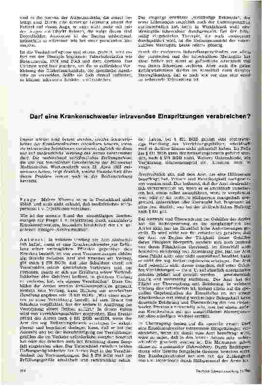 Vorschauseite 1: Darf eine Krankenschwester intravenöse Einspritzungen verabreichen?