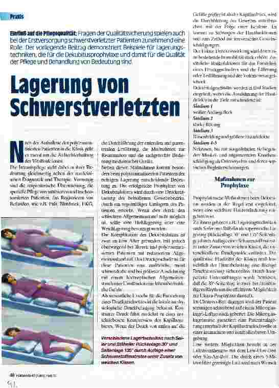 Vorschauseite 1: Lagerung von Schwerstverletzten Einfluß auf die Pflegequalität