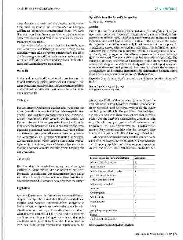Vorschauseite 2: Dysarthrie aus der Patientenperspektive