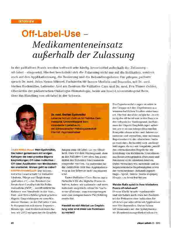 Vorschauseite 1: Off-Label-Use - Medikamenteneinsatz außerhalb der Zulassung