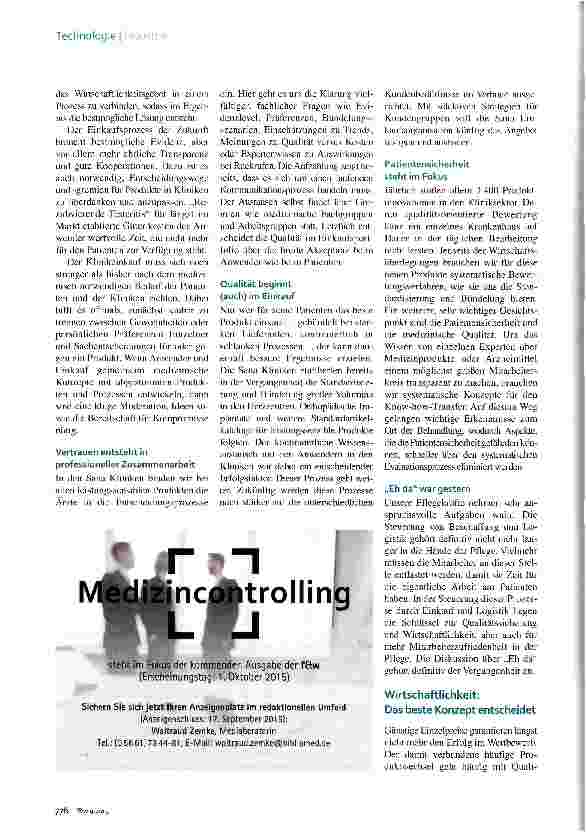 Vorschauseite 2: Künftige Sana-Einkaufsstrategie Abschied vom Gemischtwarenladen