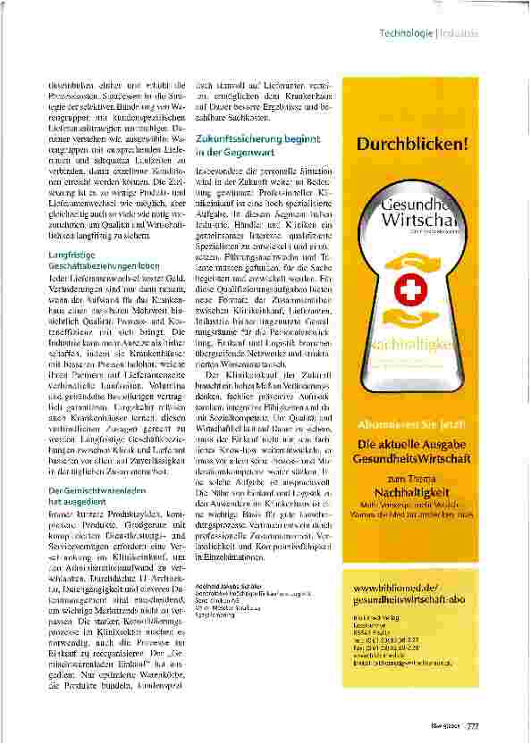 Vorschauseite 3: Künftige Sana-Einkaufsstrategie Abschied vom Gemischtwarenladen