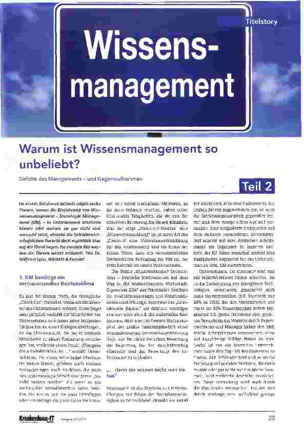 Vorschauseite 1: Warum ist Wissensmanagement so unbeliebt? Teil 2
