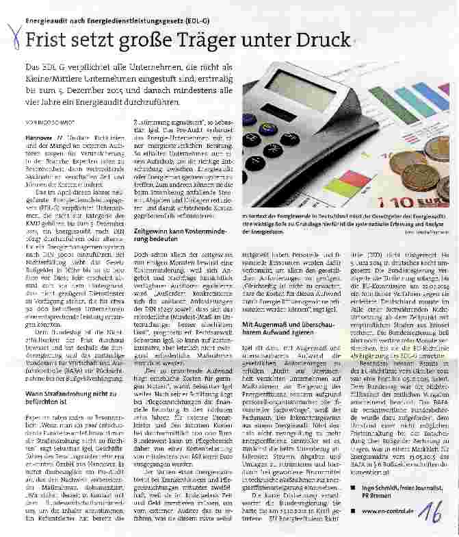 Vorschauseite 1: Frist setzt große Träger unter Druck