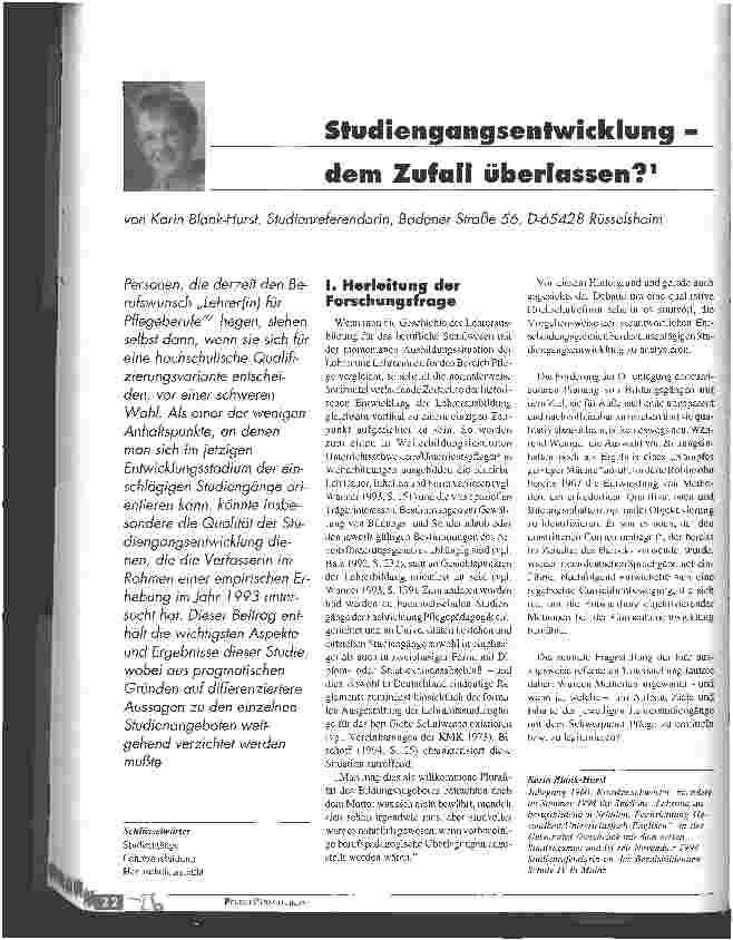 Vorschauseite 1: Studiengangsentwicklung - dem Zufall überlassen?