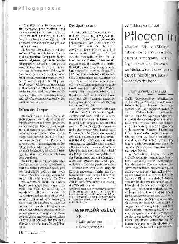 Vorschauseite 1: Pflegen in lebendiger Zeit