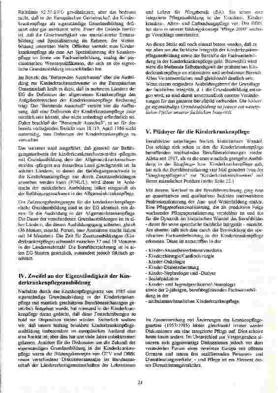 Vorschauseite 3: Der Ort der Kinderkrankenpflege Berufspolitische Beobachtungen mit Blick auf Europa - Votum anläßlich des Pflegekongresses der Gewerkschaft Pflege