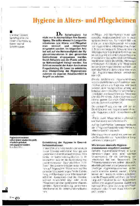 Vorschauseite 1: Hygiene in Altersund Pflegeheimen