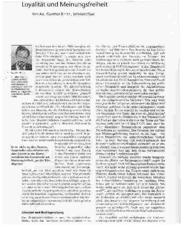 Vorschauseite 1: Loyalität und Meinungsfreiheit