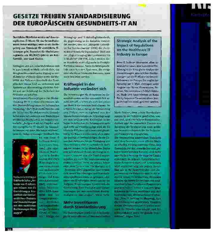 Vorschauseite 1: GESETZE TREIBEN STANDARDISIERUNG DER EUROPÄISCHEN GESUNDHEITS-IT AN
