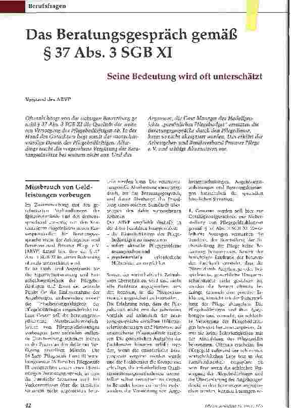 Vorschauseite 1: Das Beratungsgespräch gemäß § 37 Abs. 3 SGB XI