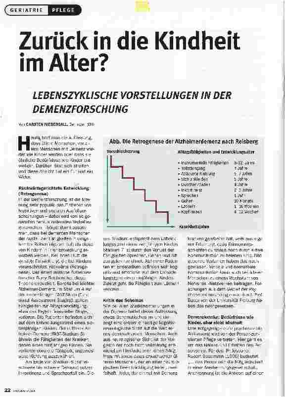 Vorschauseite 1: Zurück in die Kindheit im Alter? Lebenszyklische Vorstellungen in der Demenzforschung
