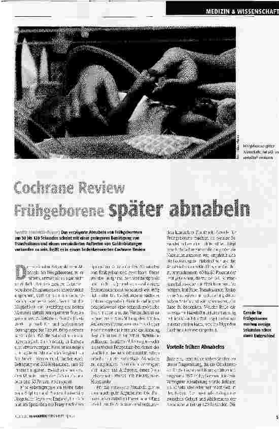 Vorschauseite 1: Frühgeborene später abnabeln