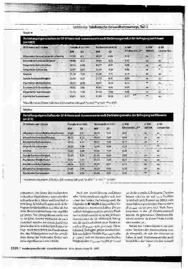 Vorschauseite 5: Erfassung der gesundheitsbezogenen Lebensqualität mit dem deutschen SF-8